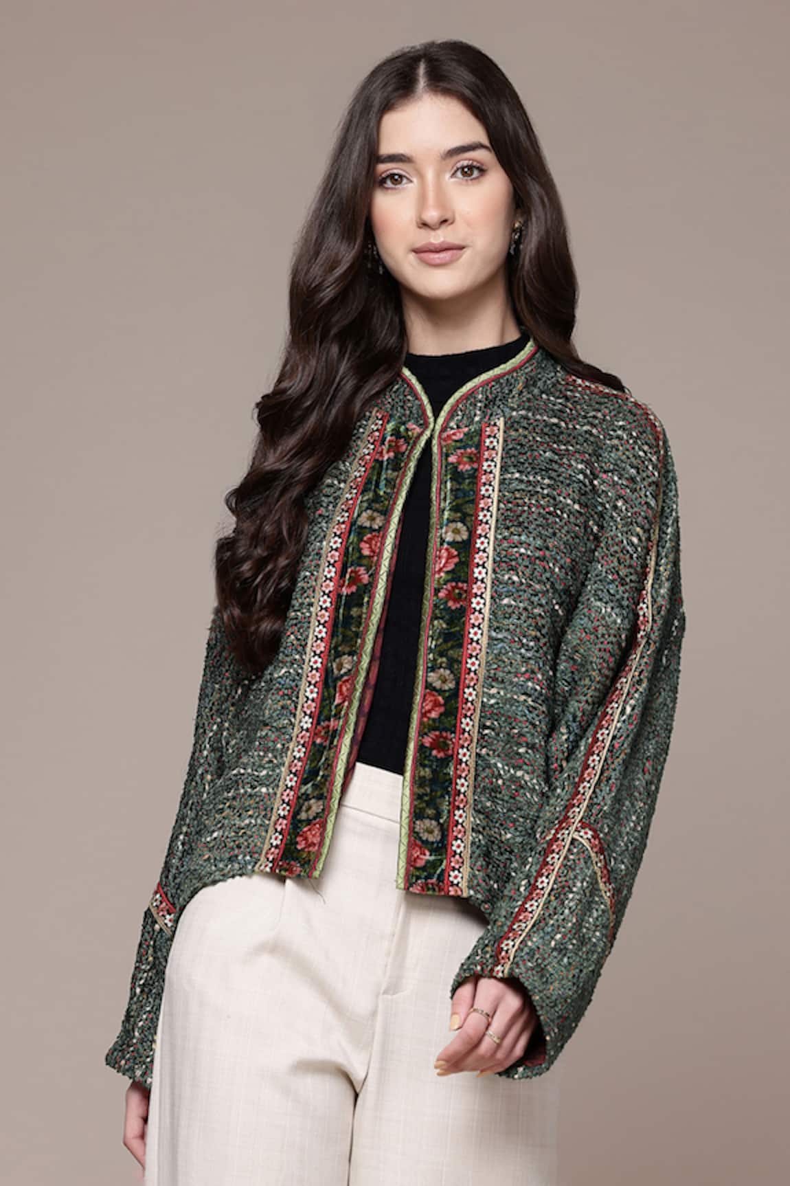 Ritu Kumar Molli Textured Full Sleeve Front Open Jacket 