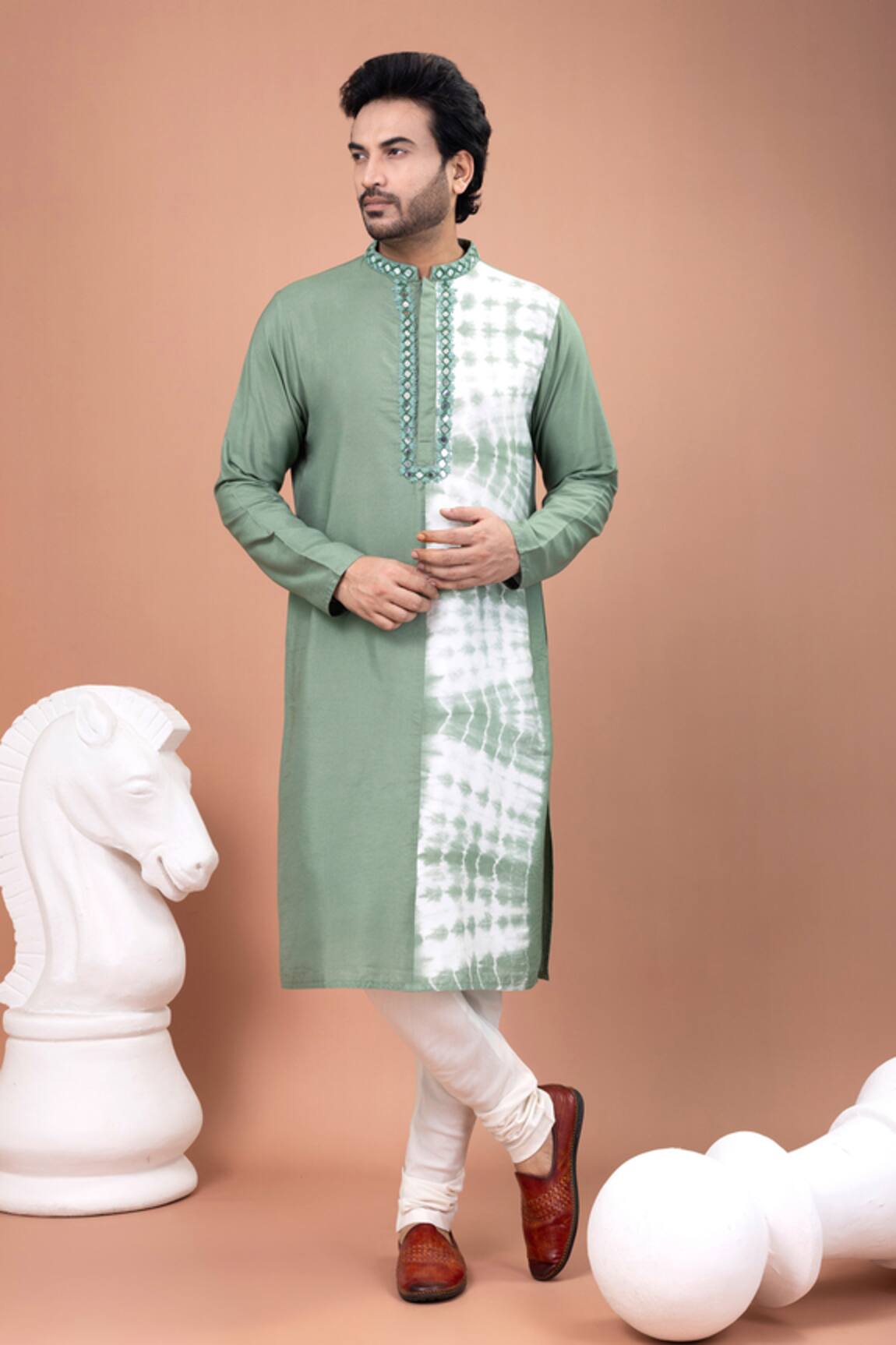 Priyanka Haralalka Tie & Dye Mirror Work Kurta Pyjama Set 