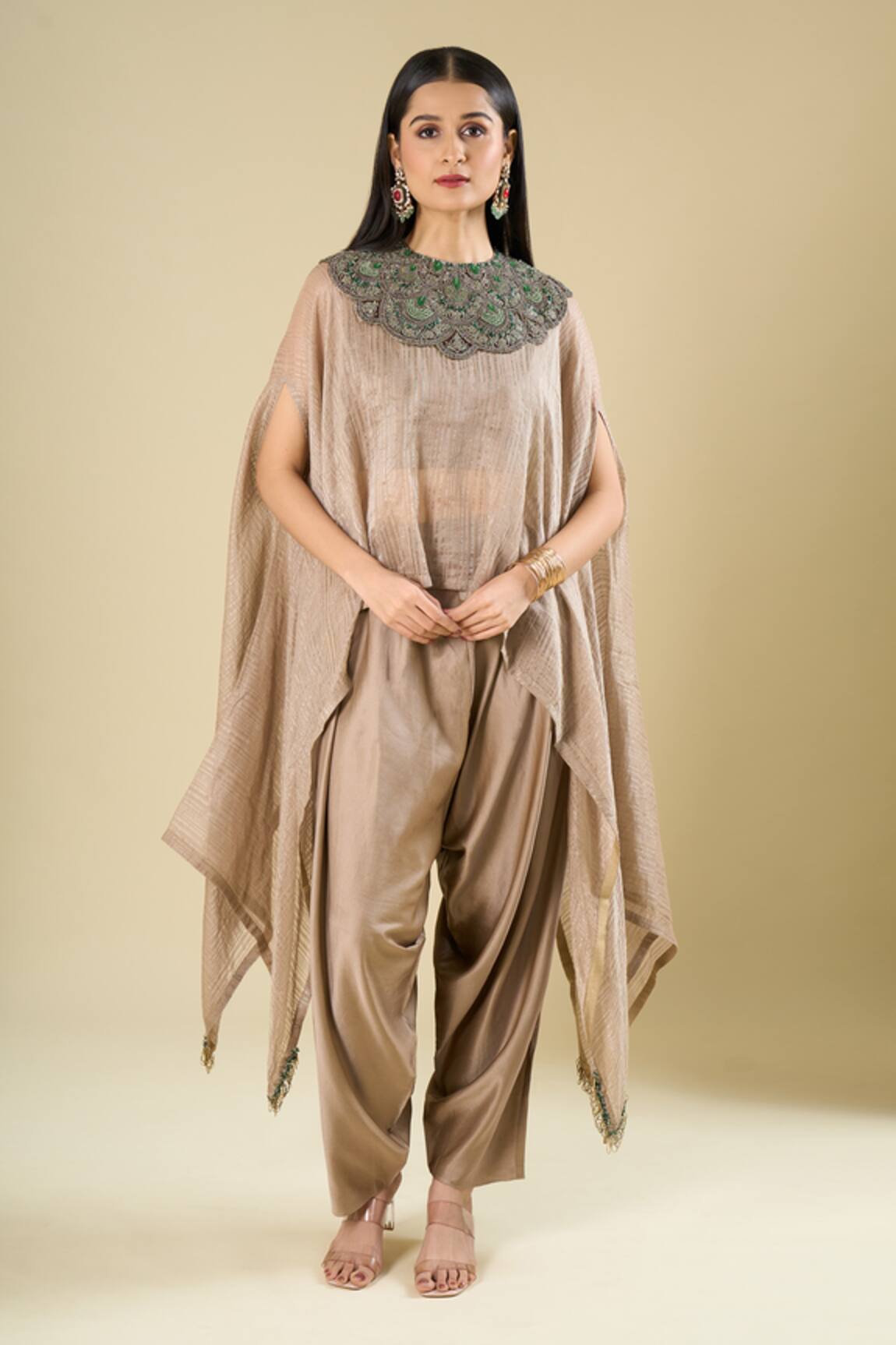 Prisho Embroidered Kaftan With Dhoti Pant 