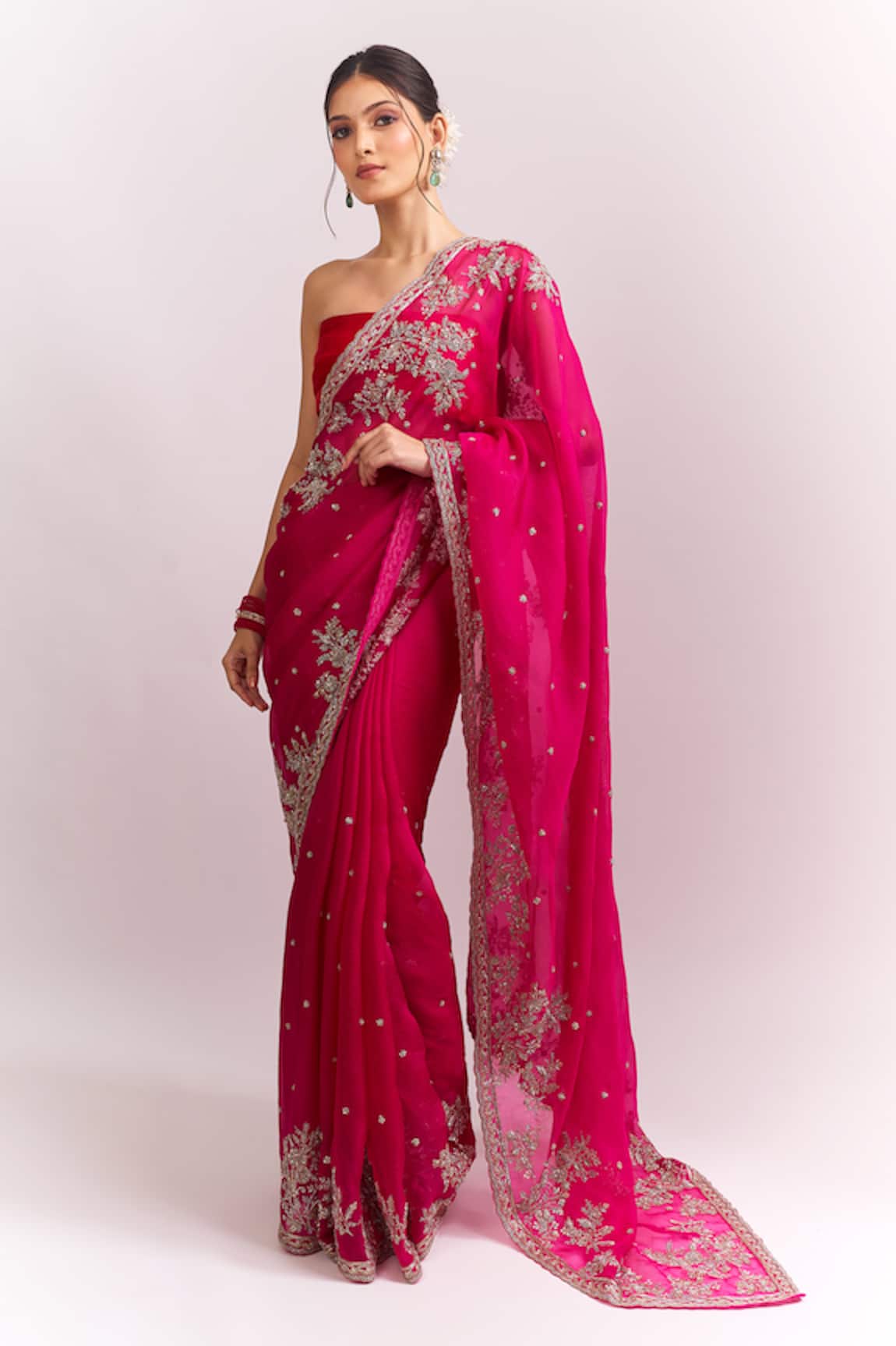 Anushree Reddy Pink Inayat Saree With Unstitched Blouse Piece 