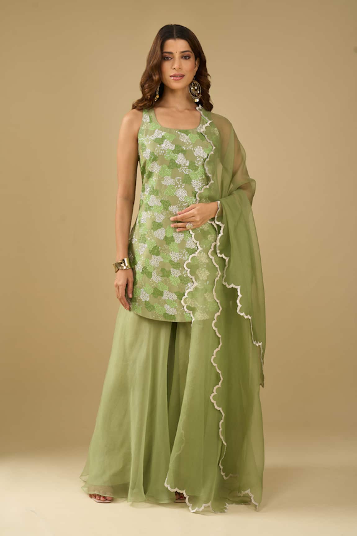 Archana Shah Embroidered Kurta Sharara Set 