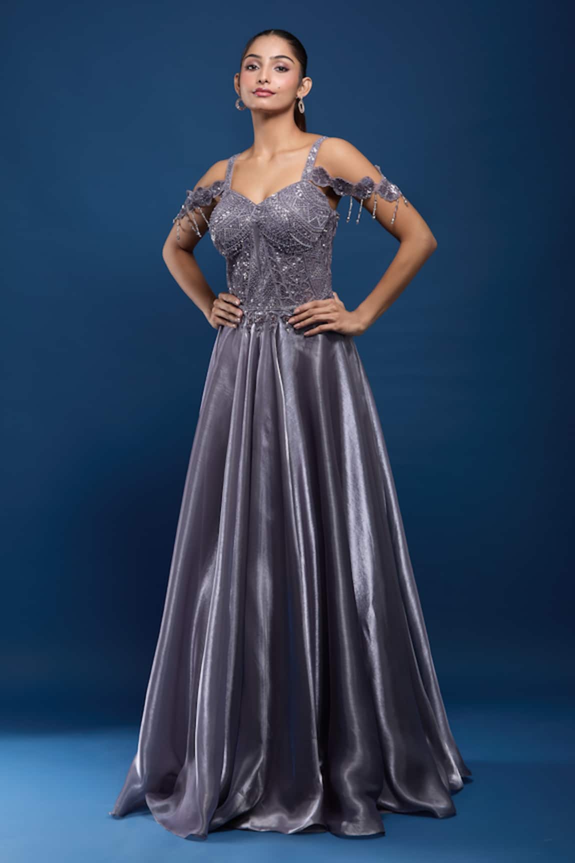 Samyukta Singhania Embroidered Off-Shoulder Gown 