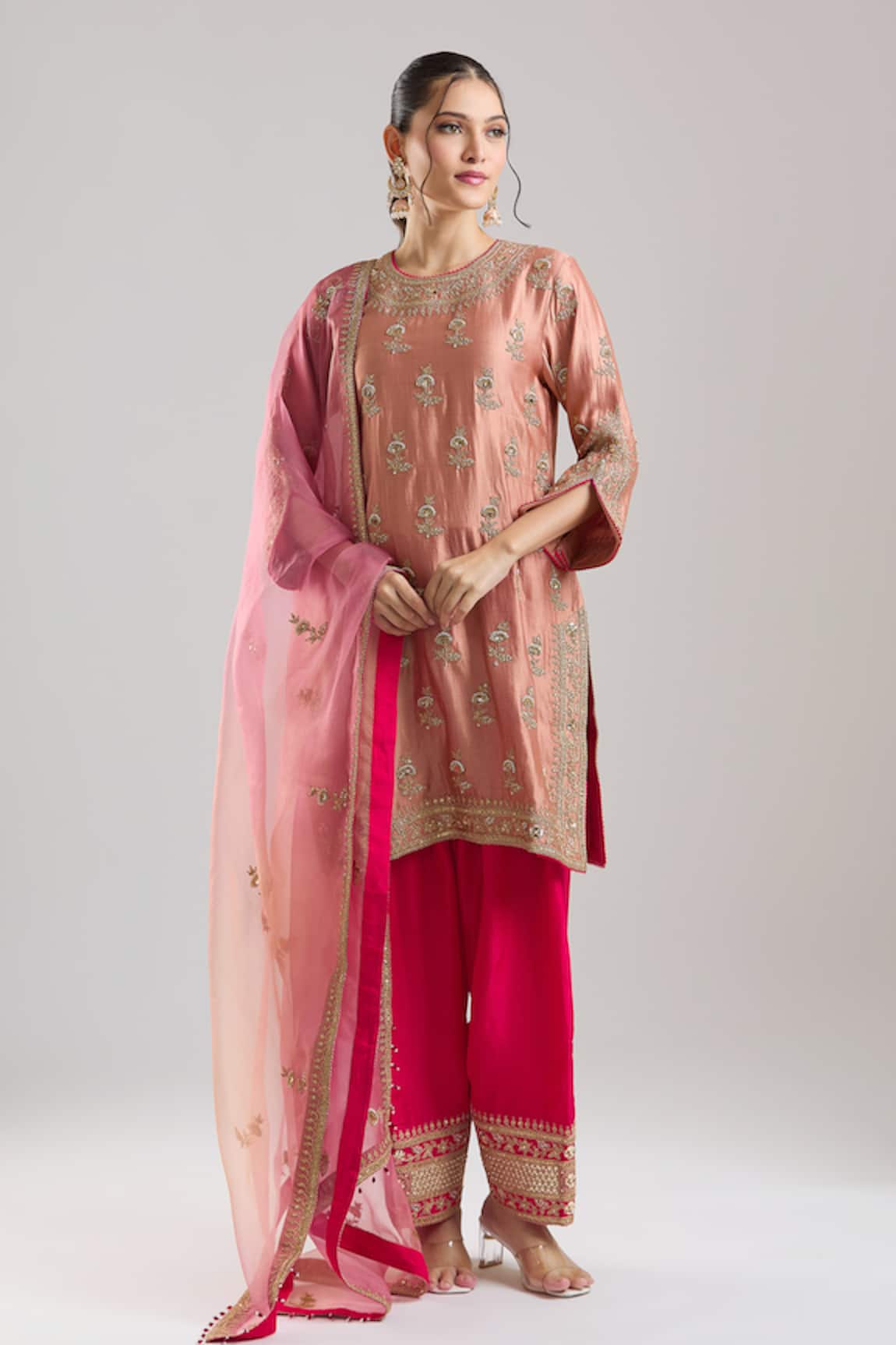 Surbhi Shah Gulmohar Old Rose Kurta Salwar Set