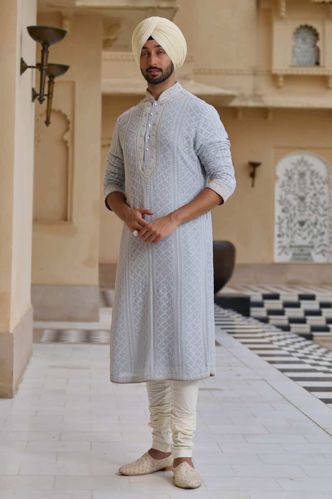 Tarun Tahiliani Chikankari Kurta & Churidar Set