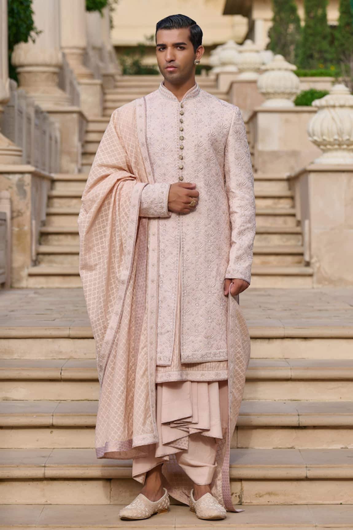 Tarun Tahiliani Chikankari Embroidered Sherwani Set