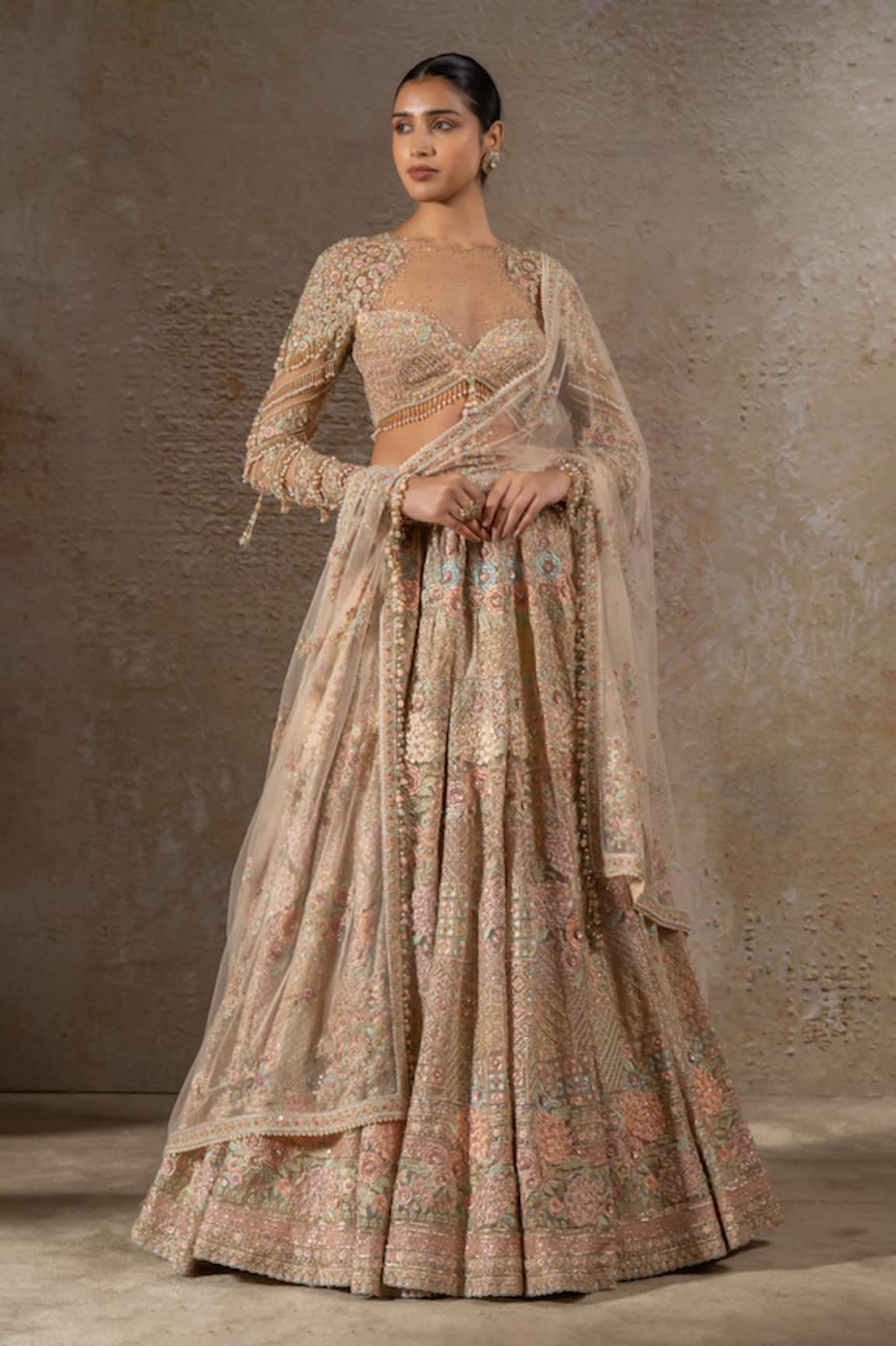 Tarun Tahiliani Floral Motif Hand Embroidered Lehenga Set