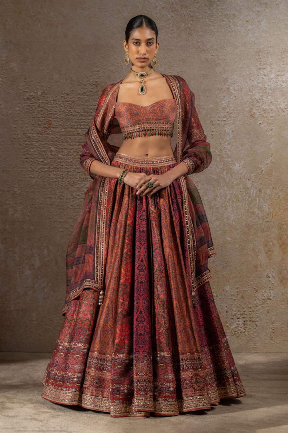 Tarun Tahiliani Geometric Jaal Print Lehenga Set