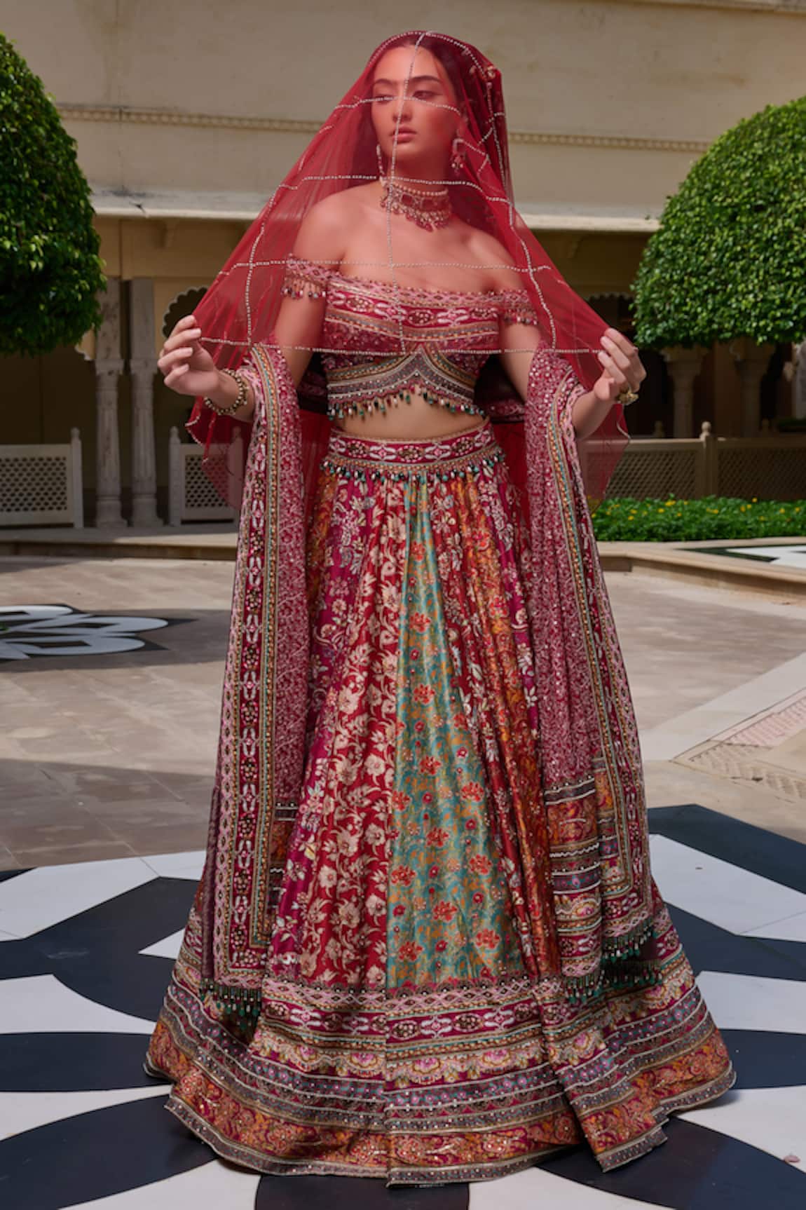 Tarun Tahiliani Multi-Panel Kashida Embroidered Lehenga Set