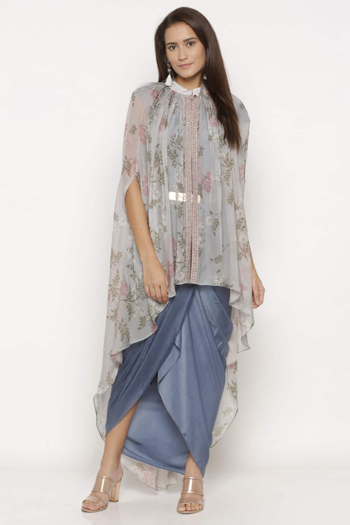 Soup By Sougat Paul Draped Dress With Cape 