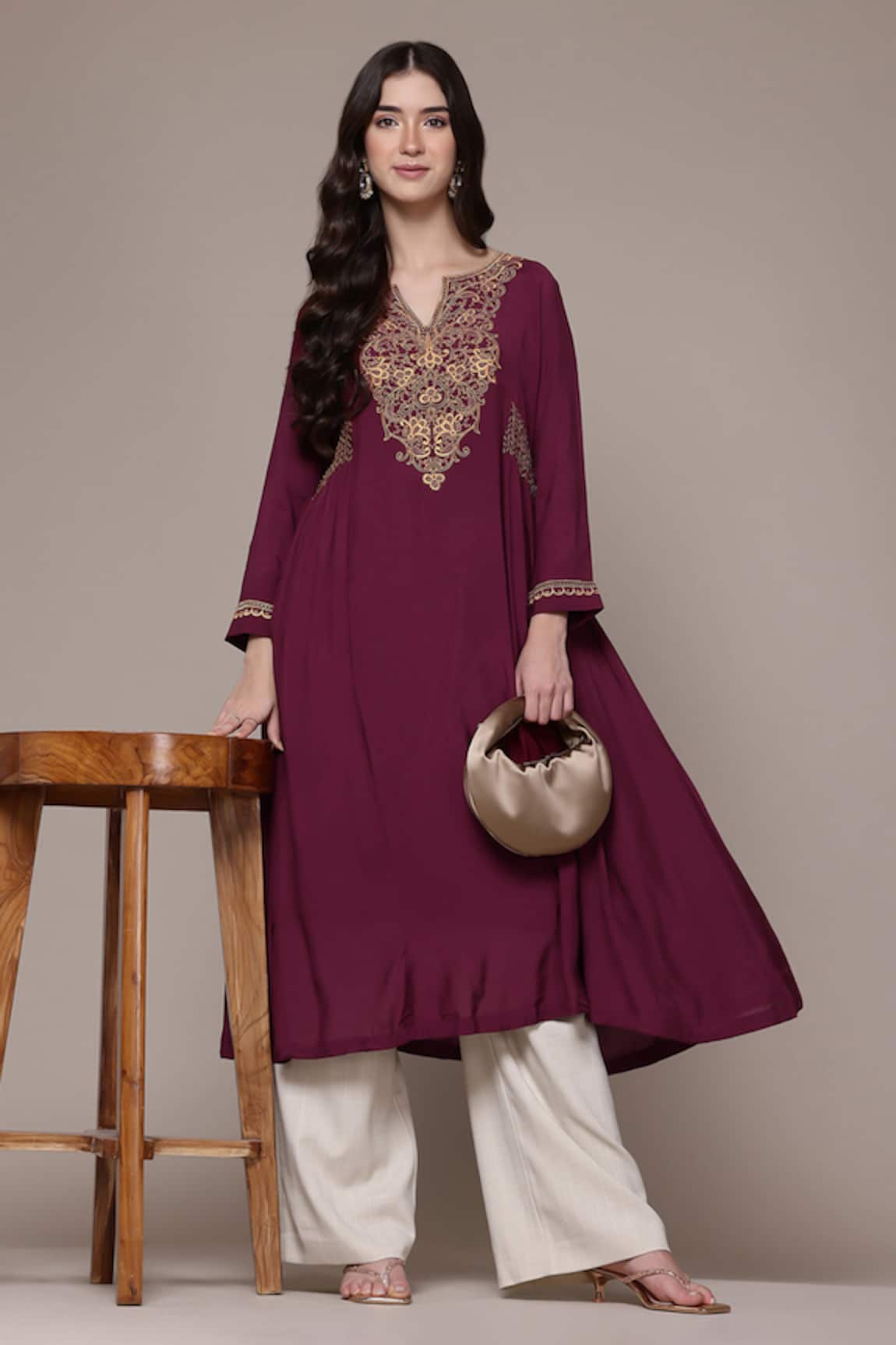 Ritu Kumar Embroidered A-Line Kurta With Inner 