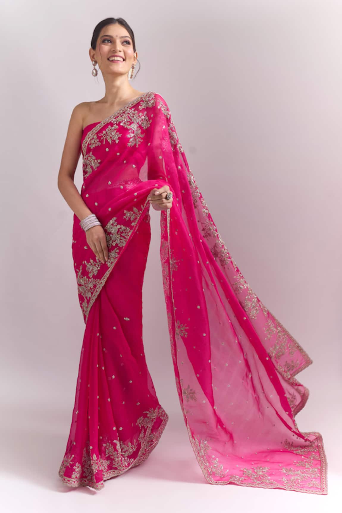 Anushree Reddy Cherry Red Inayat Saree With Unstitched Blouse Piece 