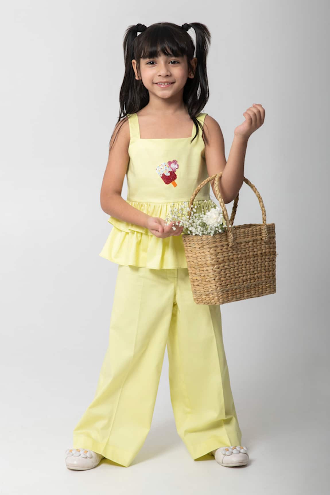 Partykles Ice Cream Embroidered Top & Pant Set