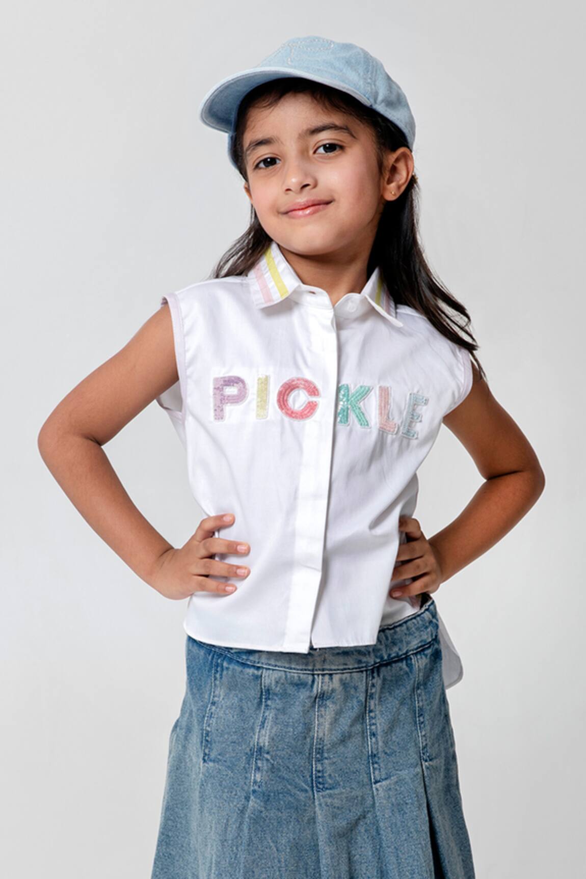 Partykles Pickle Embroidered Cropped Shirt
