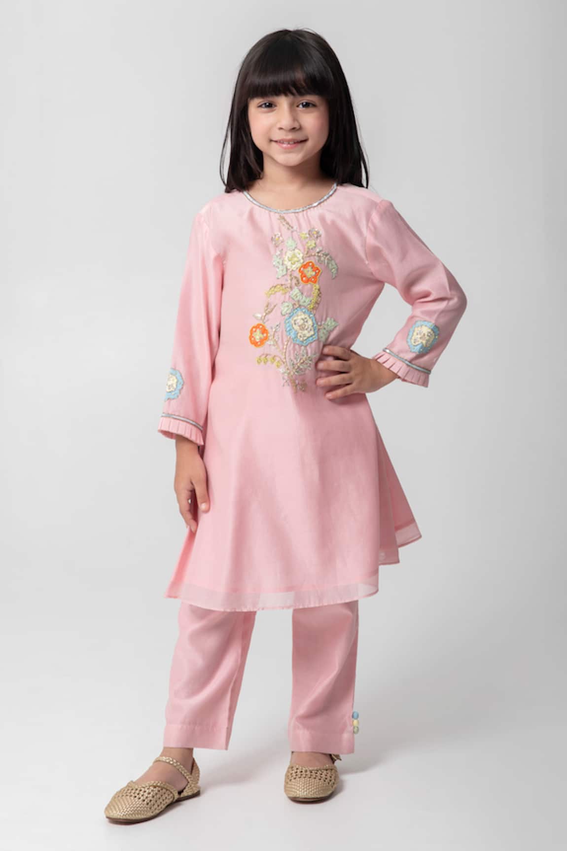 Partykles Floral Patchwork Kurta With Pant 