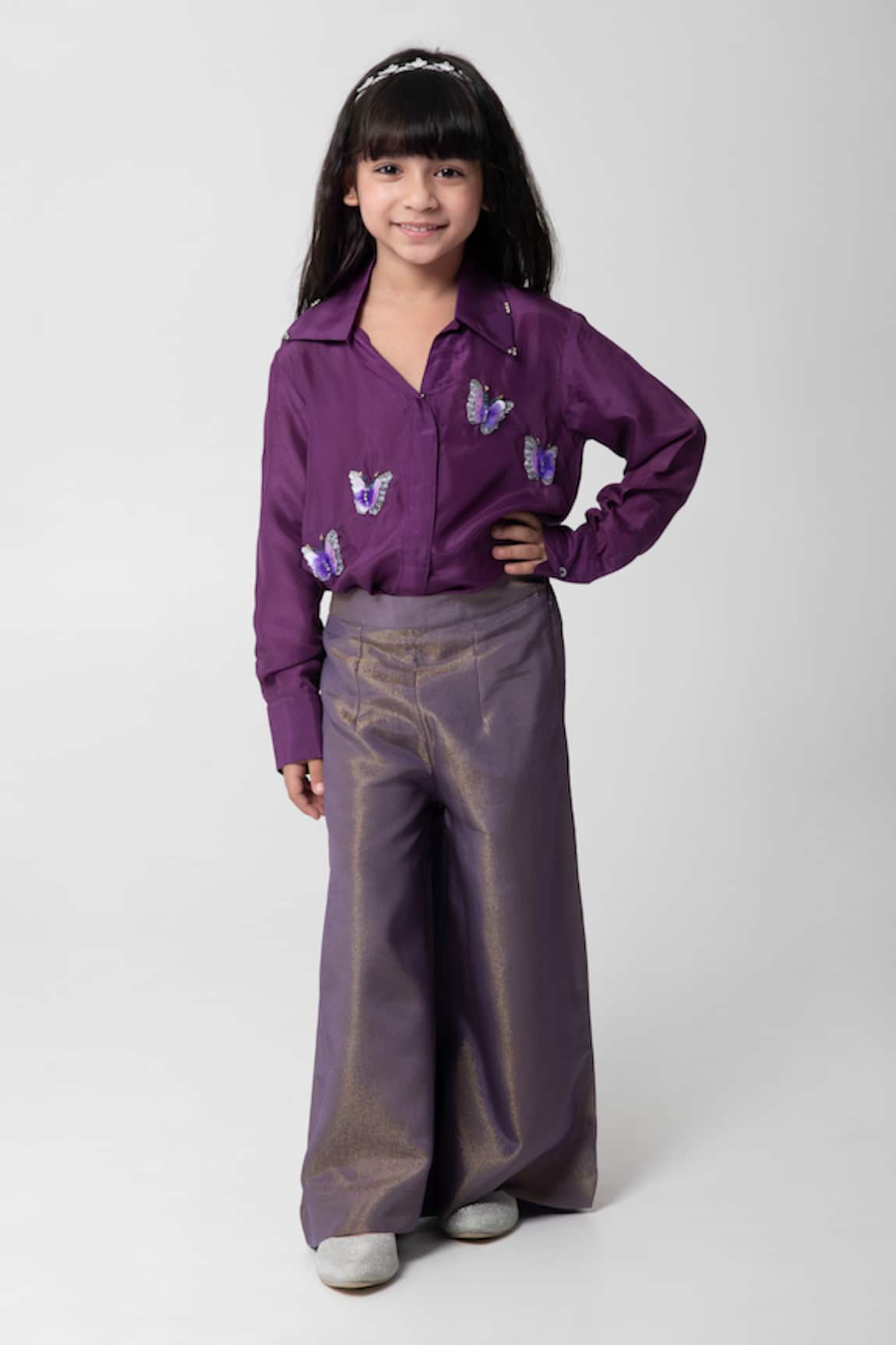 Partykles Butterfly Applique Shirt With Pant 