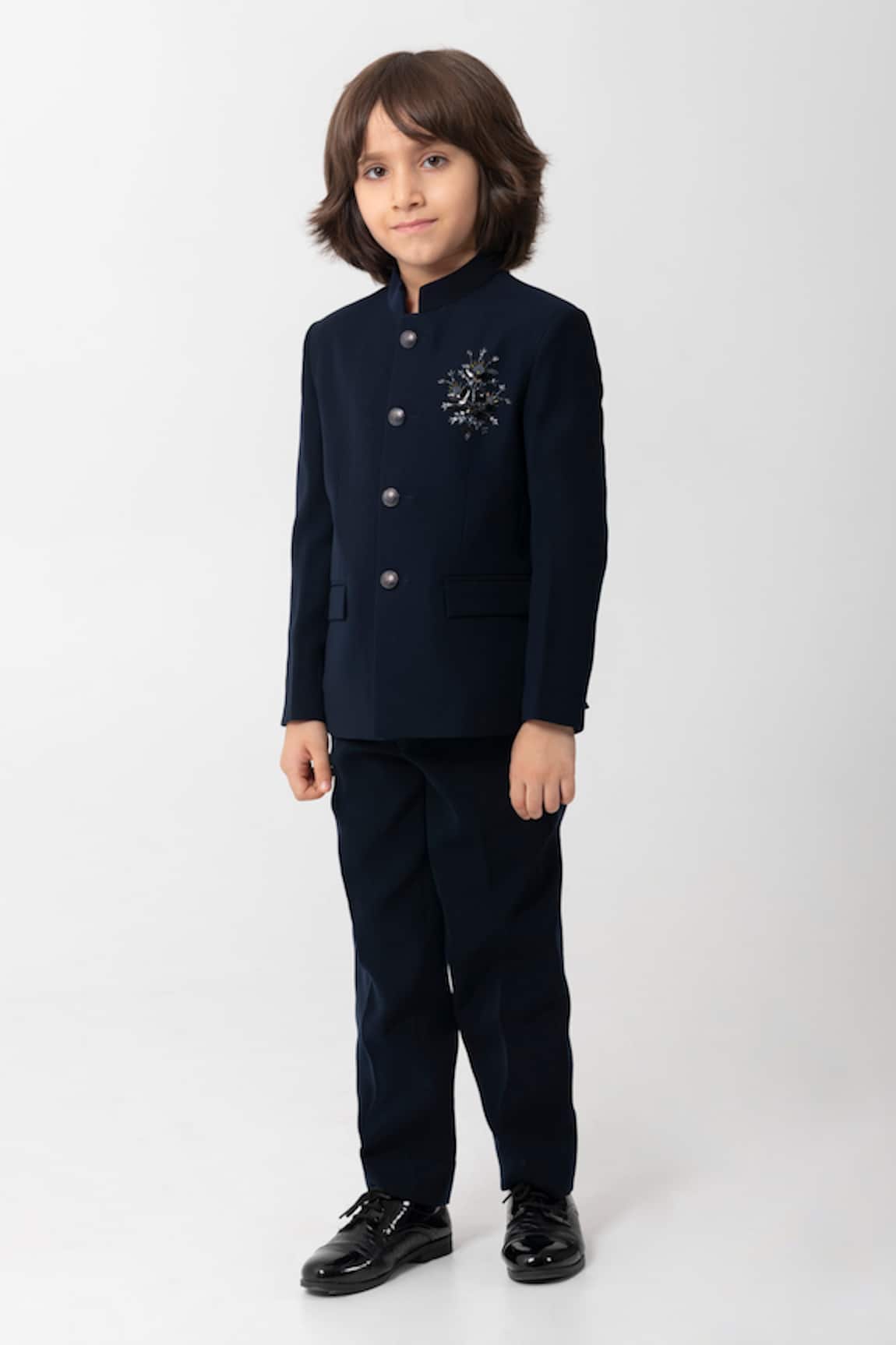 Partykles Placement Embroidered Bandhgala Set