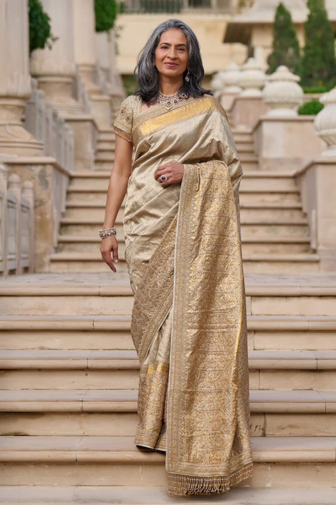 Tarun Tahiliani Kanjivaram Marori Embroidered Saree & Blouse Set