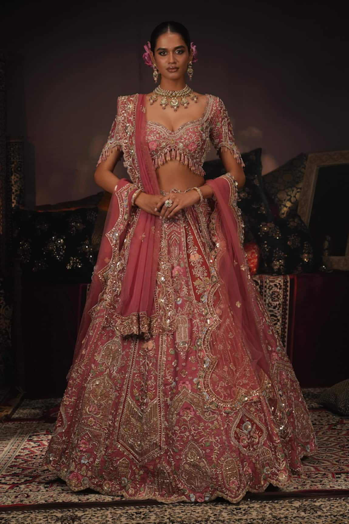 House of ayra Rose Embroidered Bridal Lehenga Set 