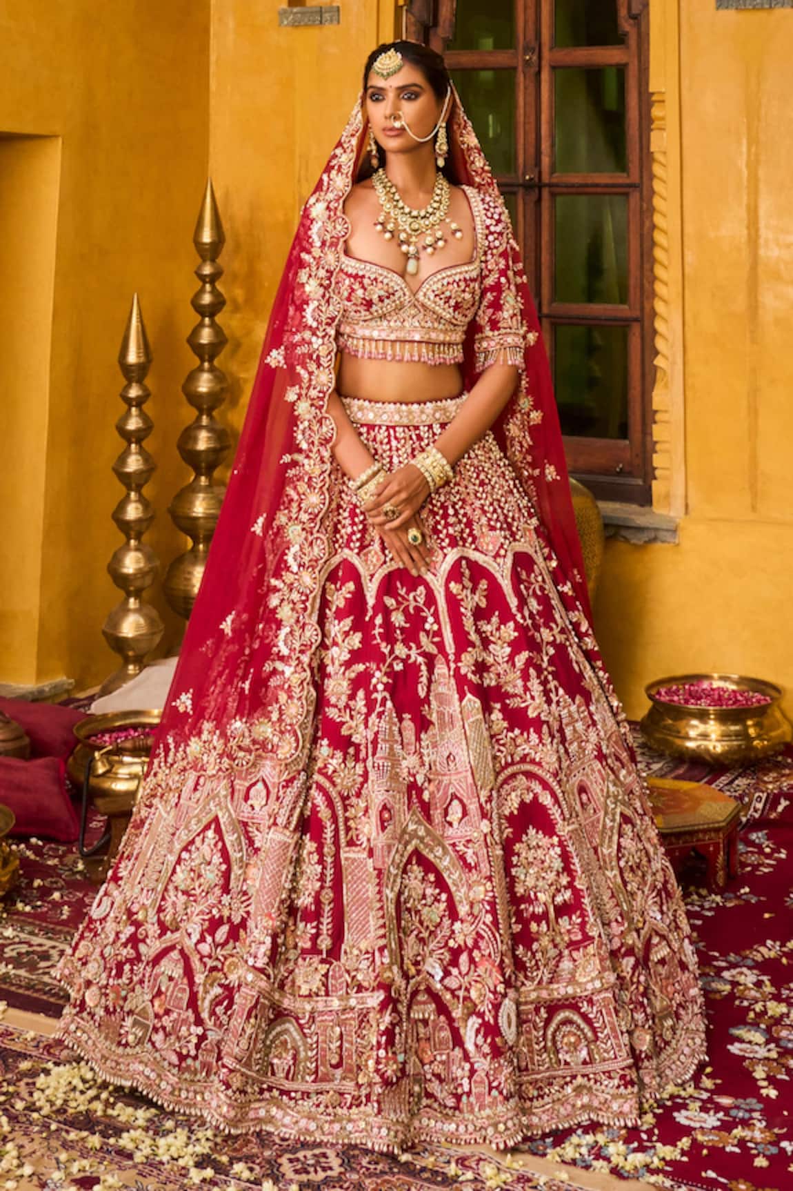 House of ayra Rosewood Embroidered Bridal Lehenga Set