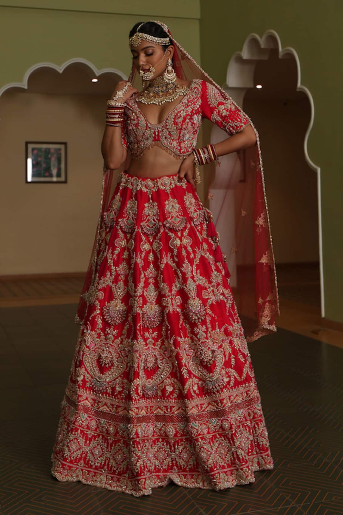 House of ayra Signature Thread Embroidered Bridal Lehenga Set
