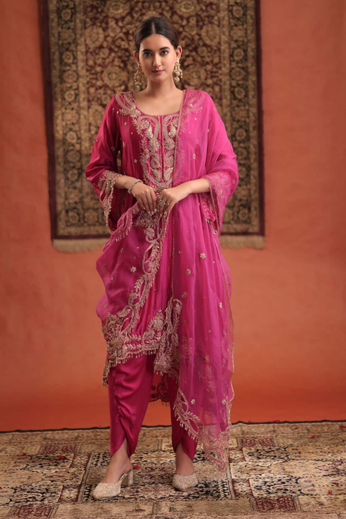 Farha Syed Embroidered Kurta Dhoti Pant Set