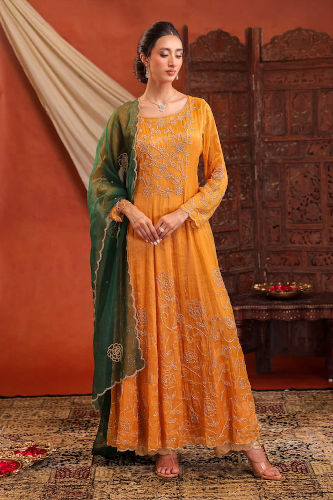 Farha Syed Embroidered Anarkali Pant Set