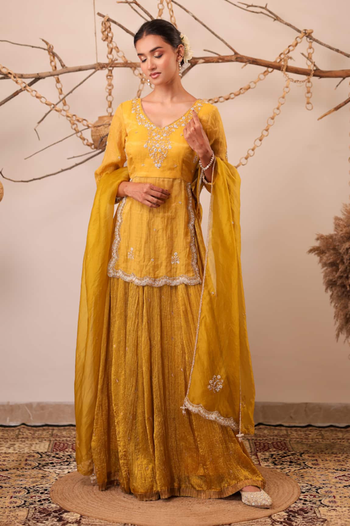 Farha Syed Embroidered Kurta & Skirt Set