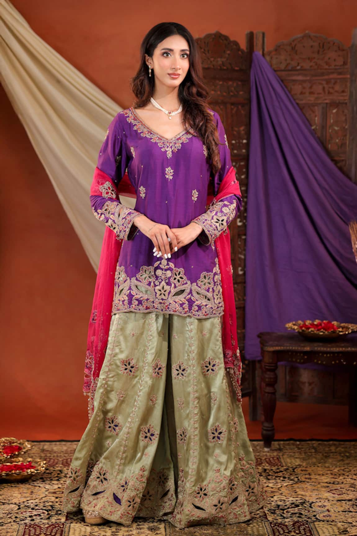 Farha Syed Embroidered Kurta Sharara Set