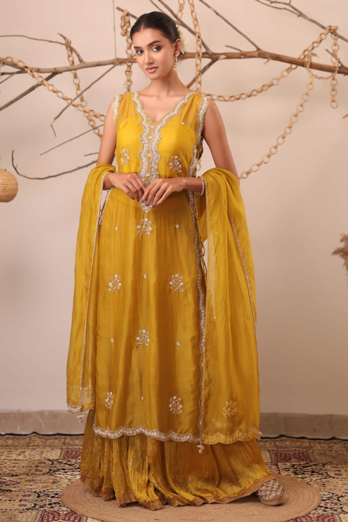 Farha Syed Embroidered Kurta & Skirt Set