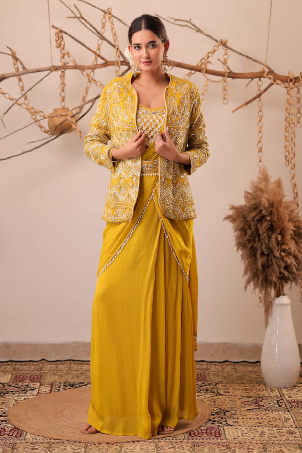 Farha Syed Embroidered Saree & Jacket Set