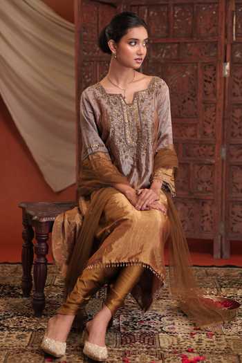 Farha Syed Embroidered Kurta Dhoti Pant & Dupatta Set