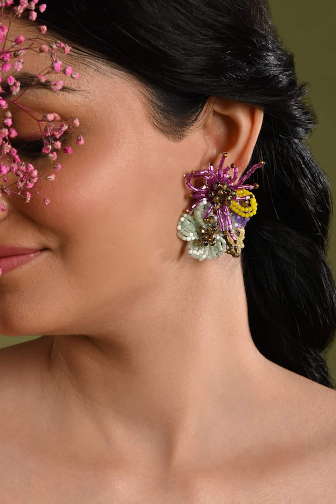 House Of D"Oro Florabell Beaded Floral Stud Earrings 