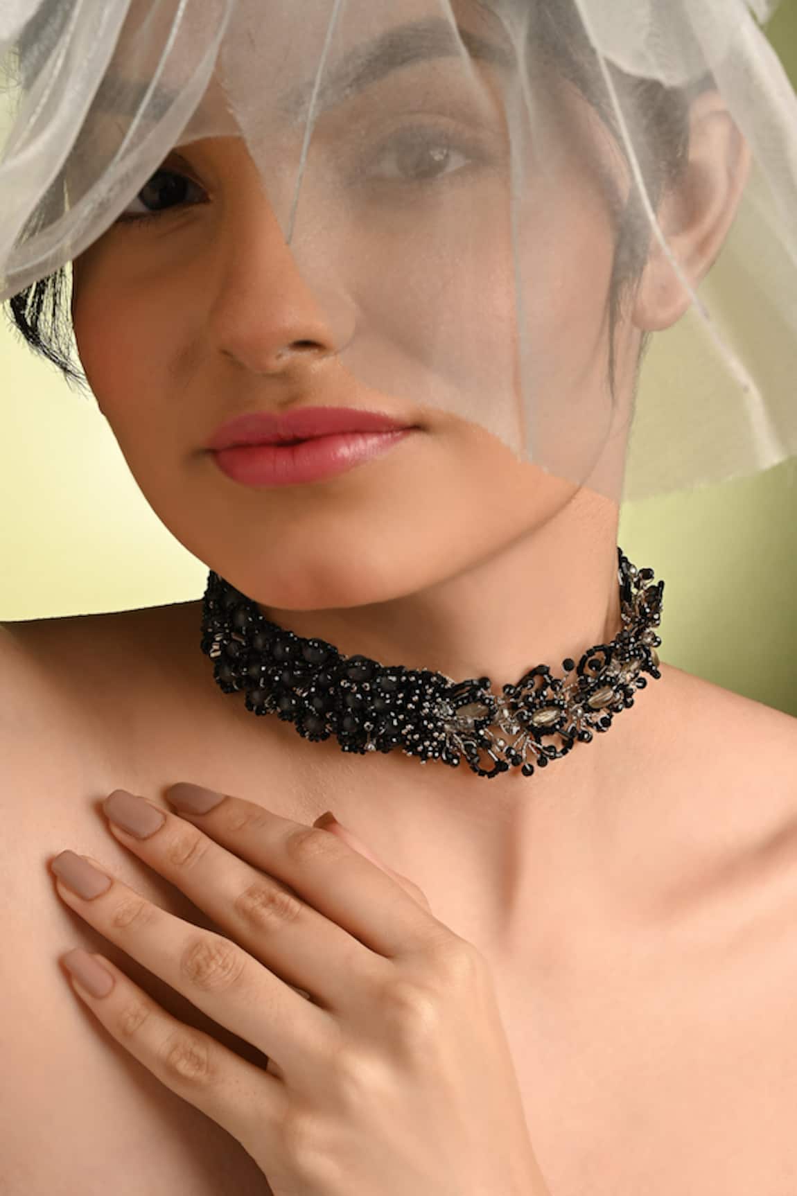 House Of D"Oro Calla Bead & Stone Embellished Choker