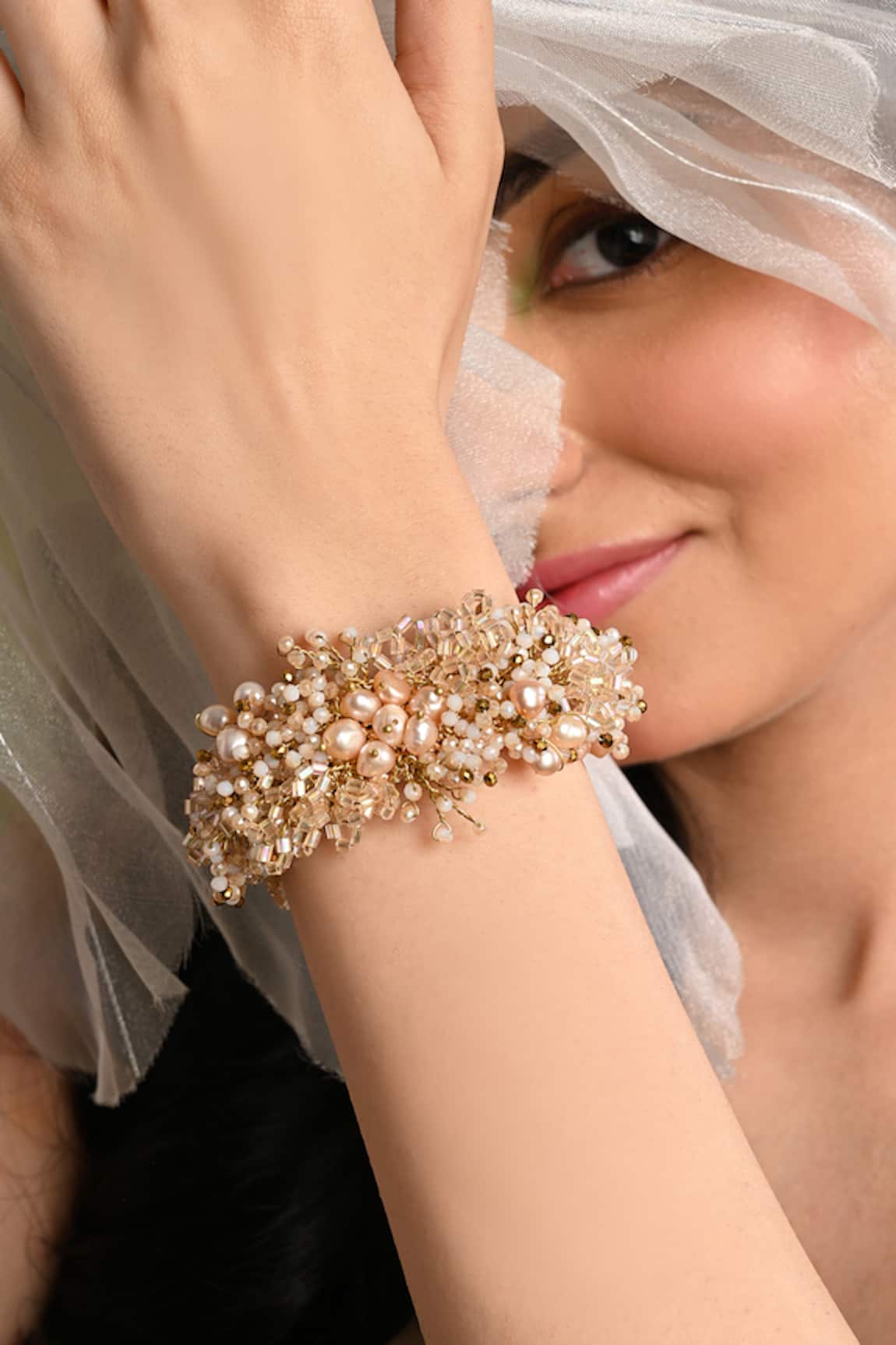 House Of D"Oro Bouquetta Pearl & Crystal Embellished Bracelet