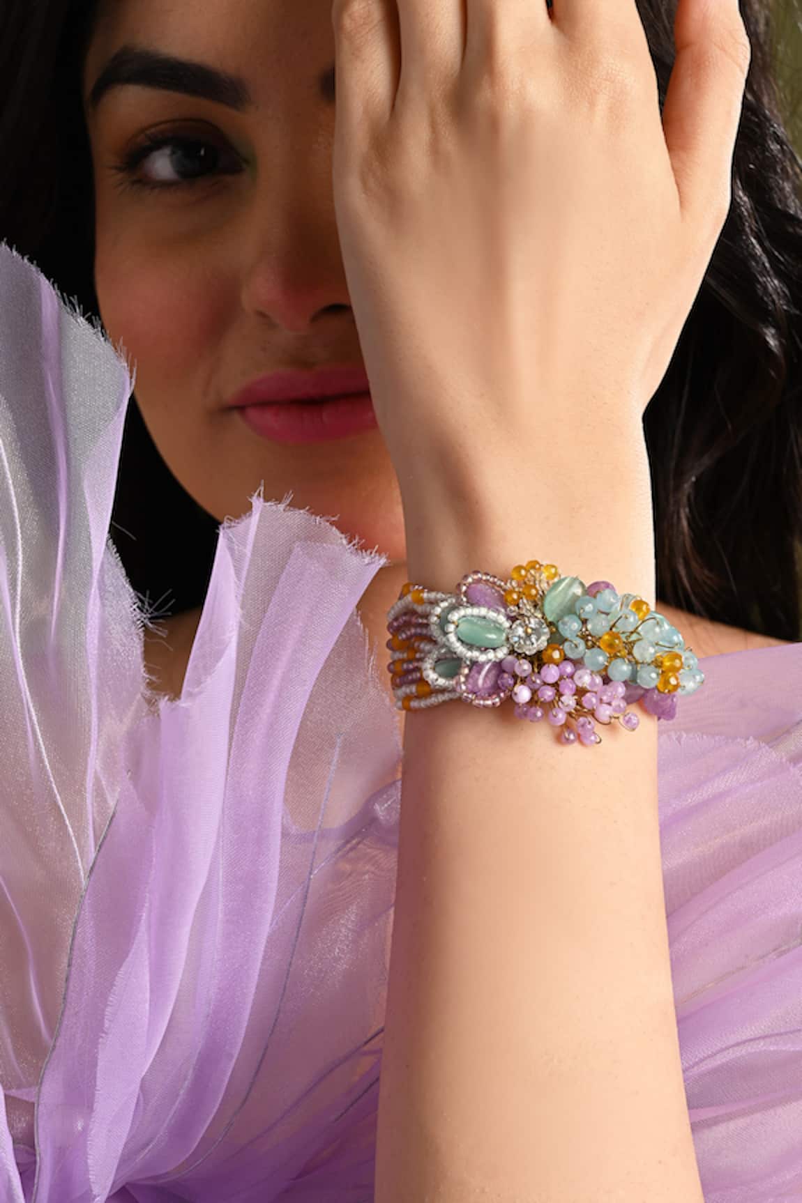 House Of D"Oro Uniflora Beaded Floral Embellished Bracelet