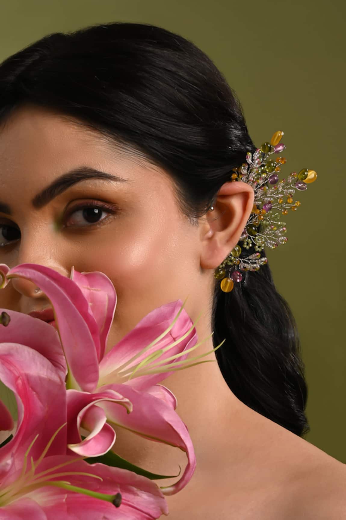 House Of D"Oro Catherine Beaded Floral Cluster Earcuff