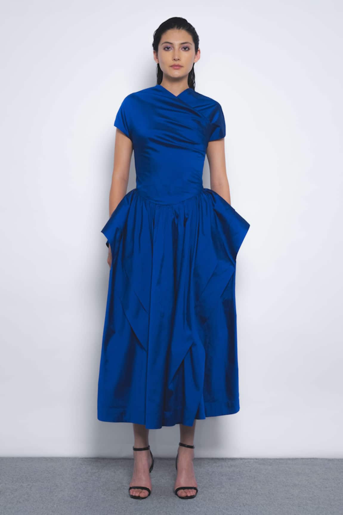 Leh Studios Alae Draped Neck & Peplum Waist Dress 