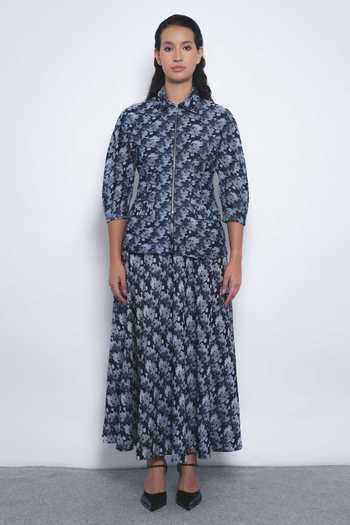 LEH STUDIOS Sumiere Printed Pleated Midi Skirt 