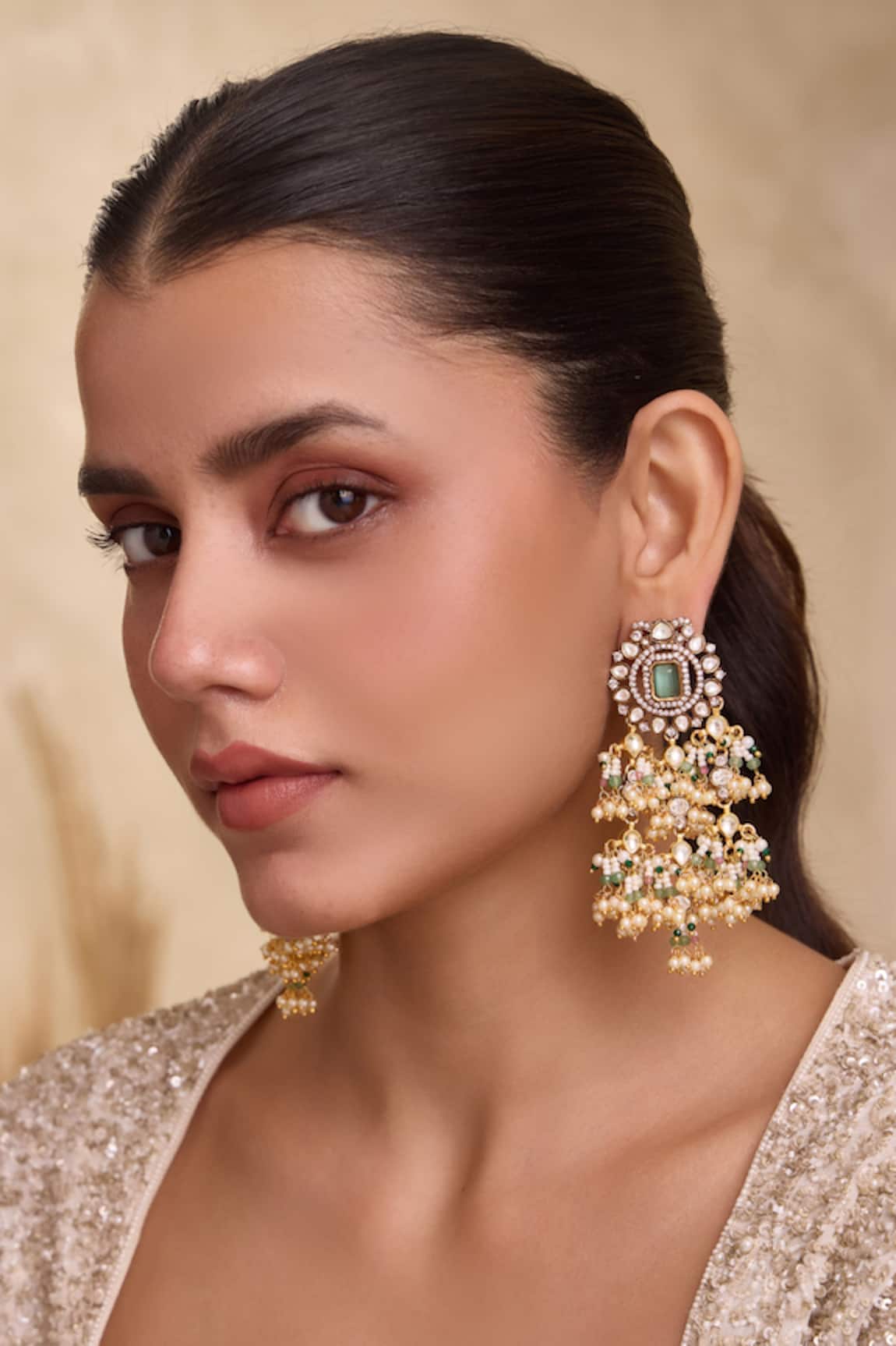 Paisley Pop Polki Embellished Chandelier Earrings