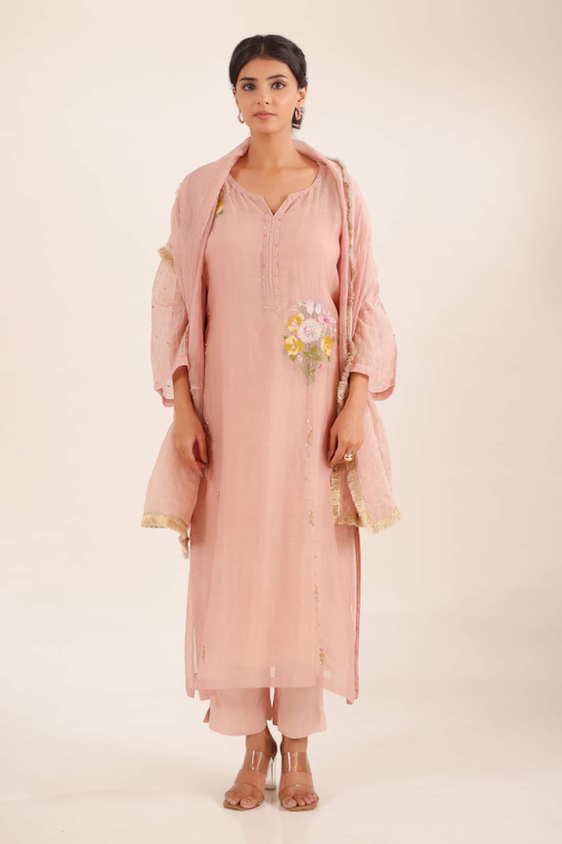 Tatwa Twin Bouquet Chanderi Embroidered Kurta Set 