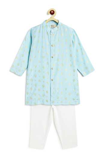 Tiber Taber Foil Print Kurta & Pyjama Set