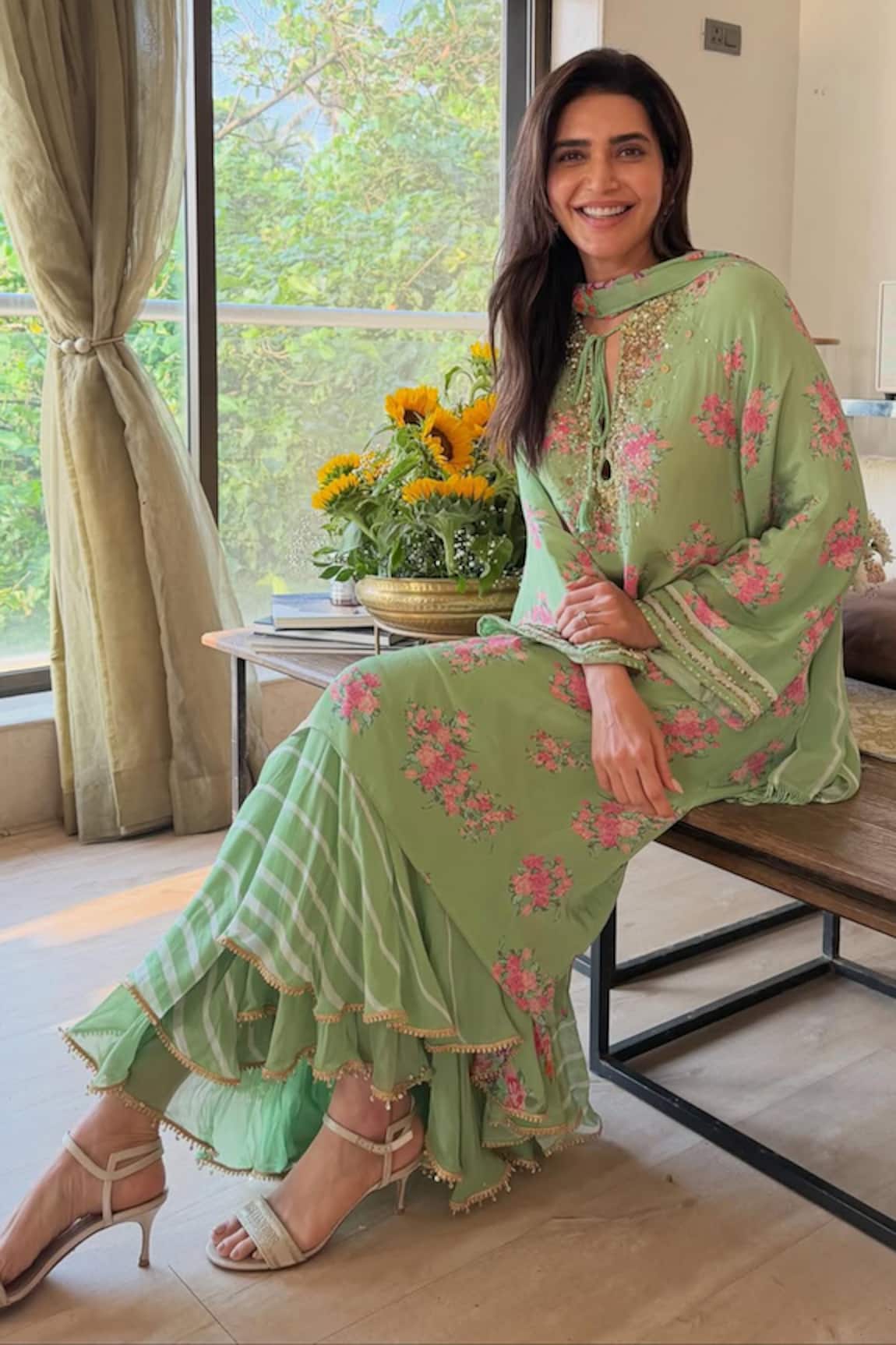 Nikasha Dilkush Floral Print Kurta Sharara Set