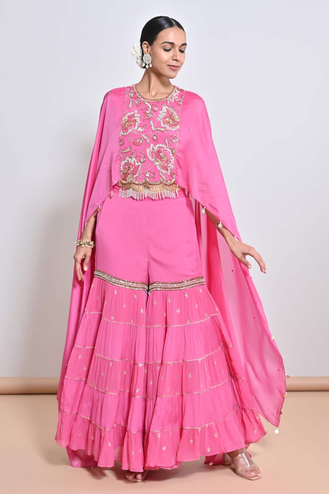 Keith Gomes Bead & Mirror Embellished Tunic & Gharara Set