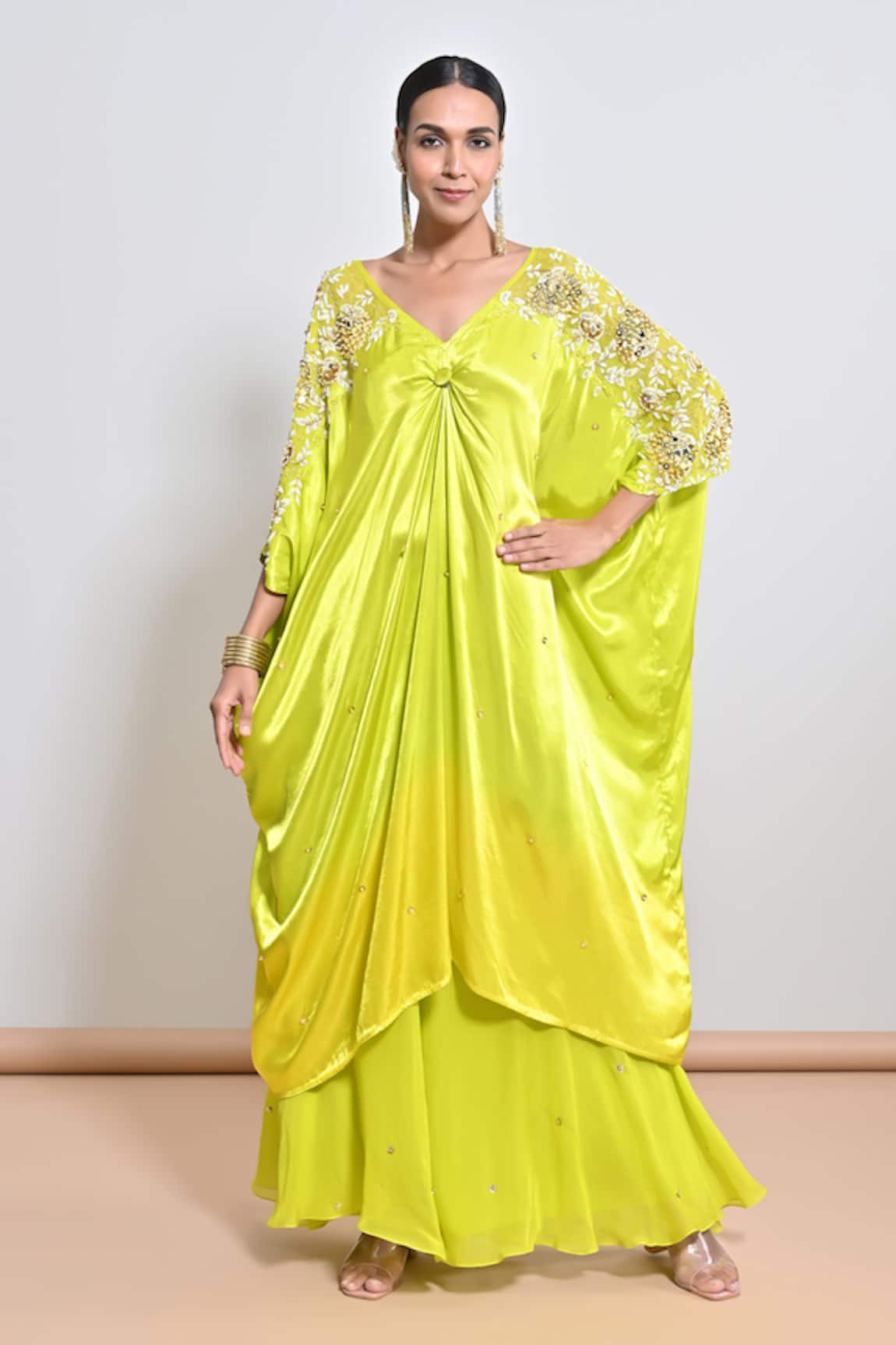 Keith Gomes Ombre Shaded Kaftan & Flared Palazzo Set