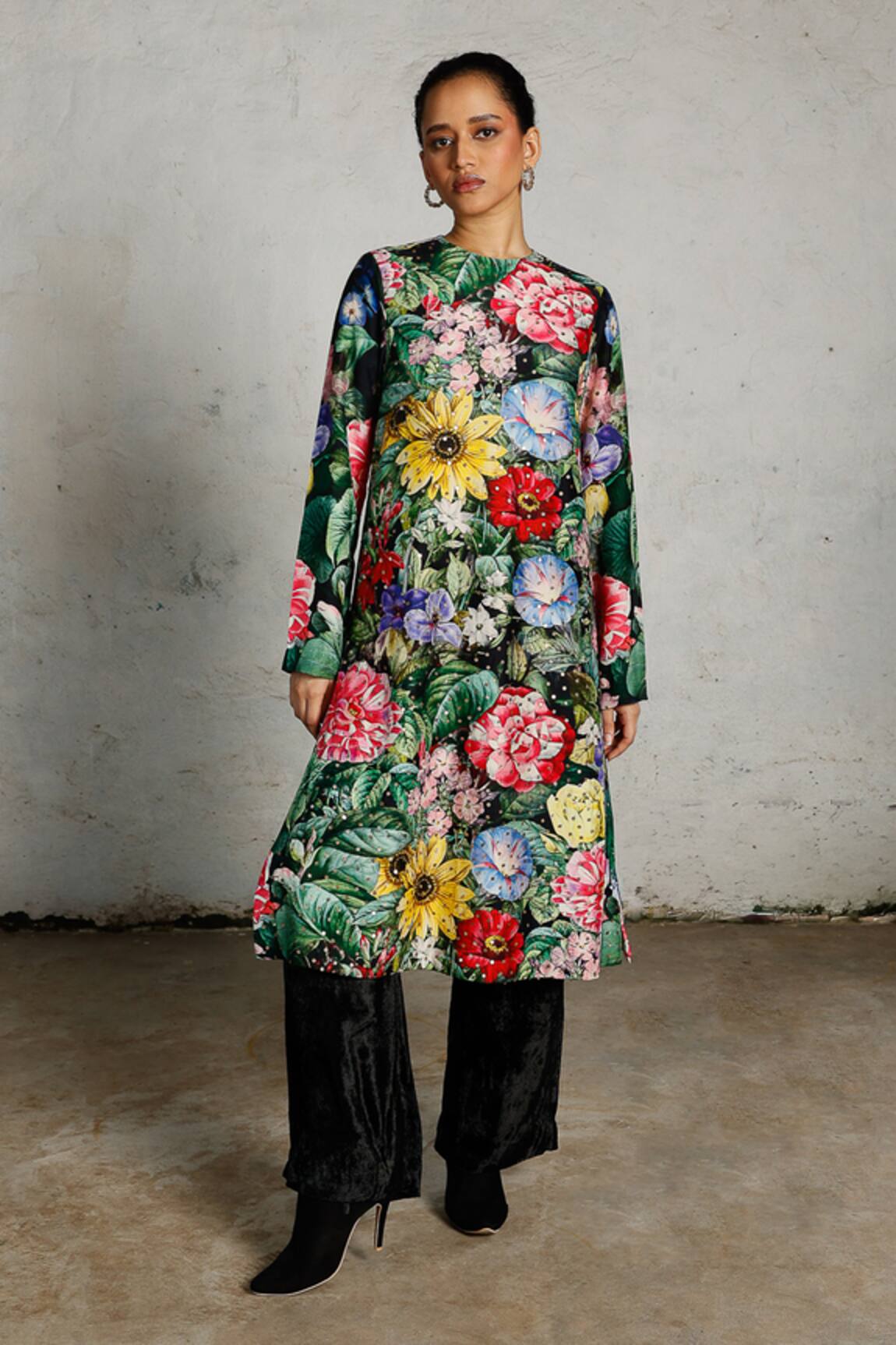 Saksham & Neharicka Blossoms Printed & Embroidered Kurta