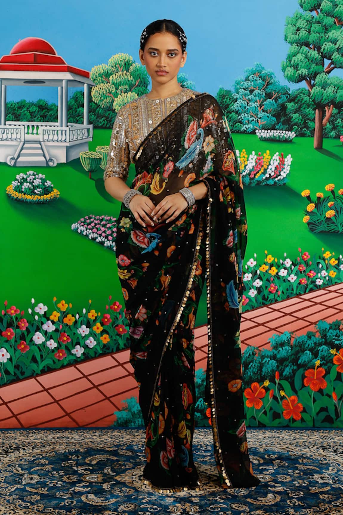 Saksham & Neharicka Diana Printed Saree With Unstitched Blouse Piece