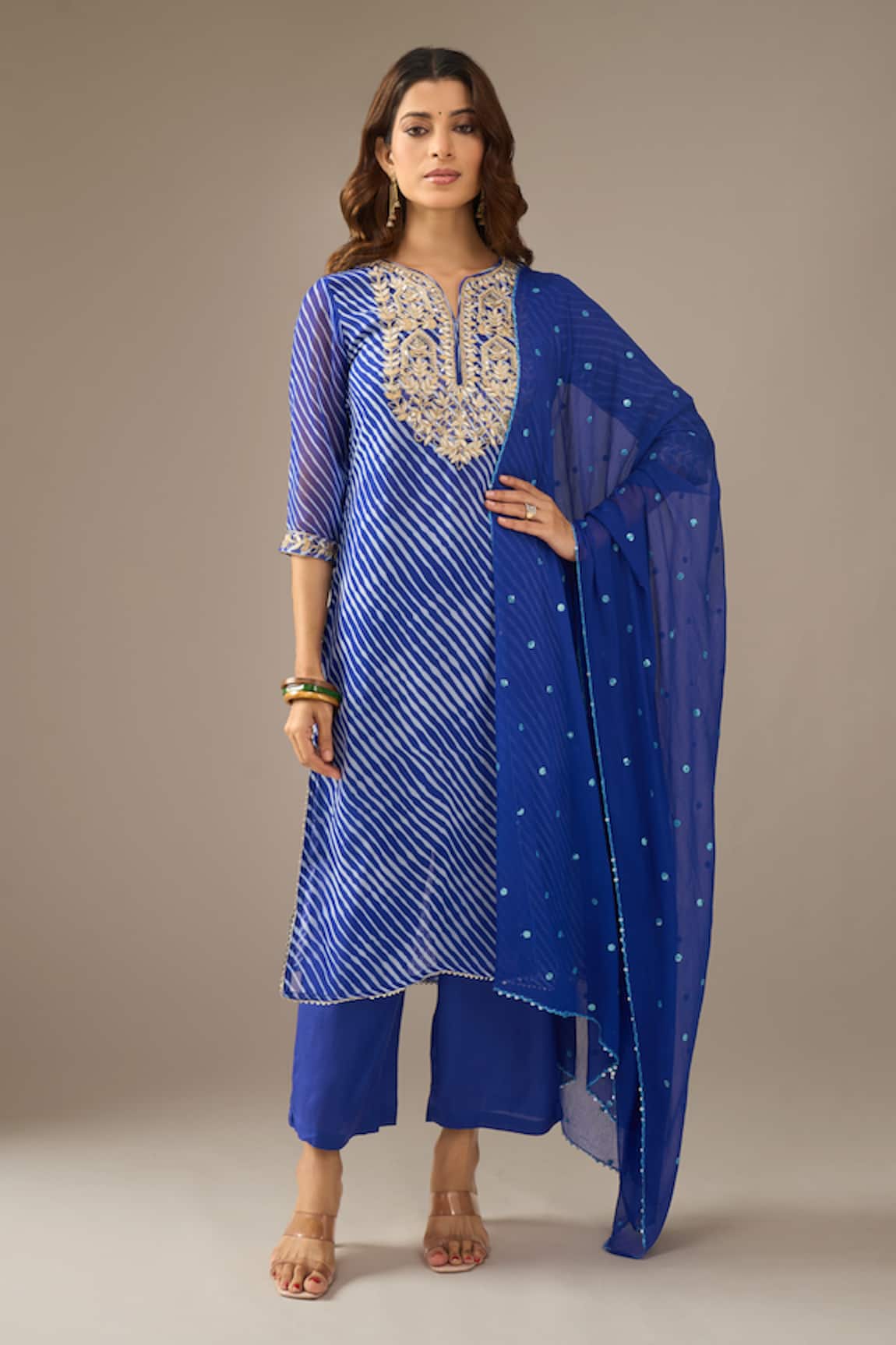 Samyukta Singhania Leheriya Georgette Embroidered Kurta Set