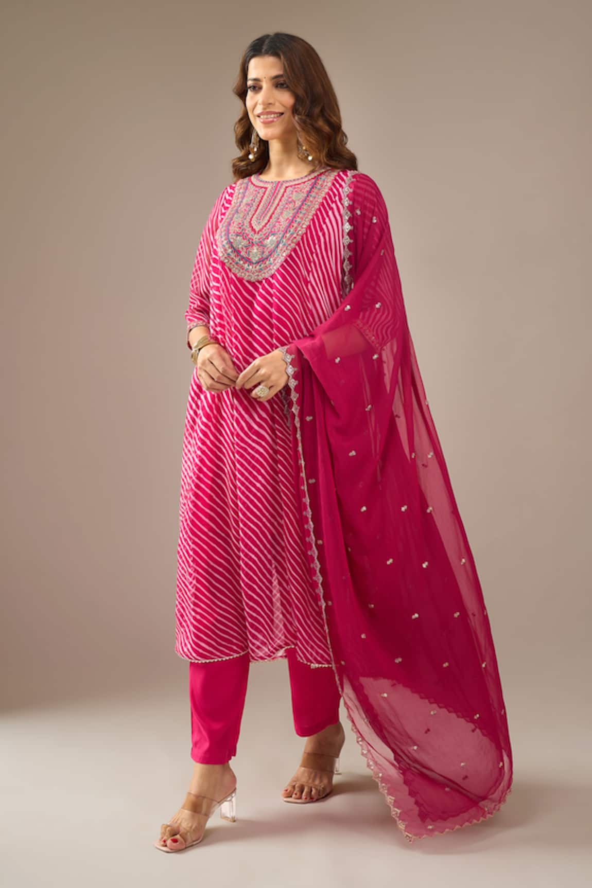 Samyukta Singhania Leheriya Georgette Kurta Set