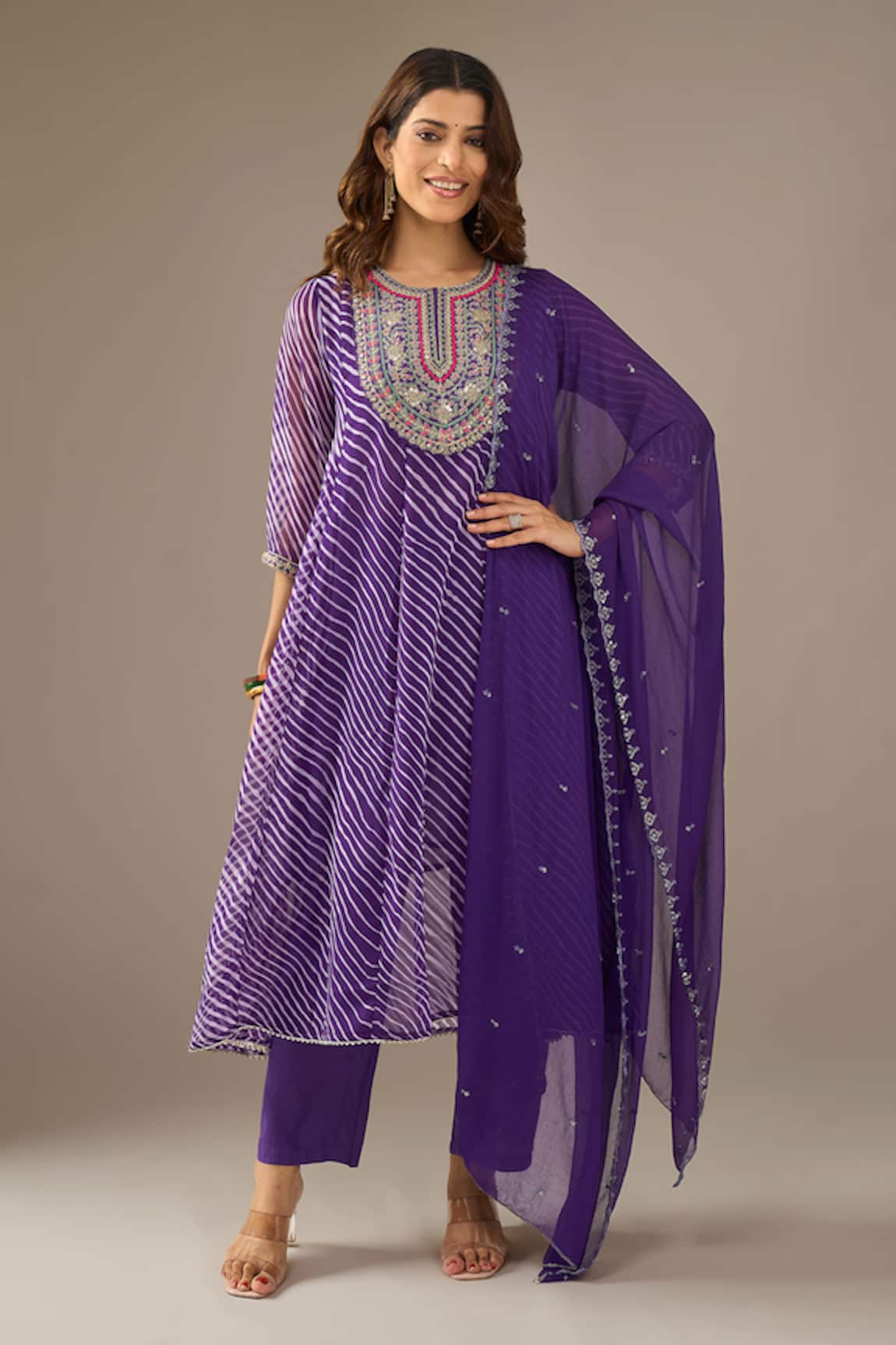 Samyukta Singhania Leheriya Georgette Kurta Set