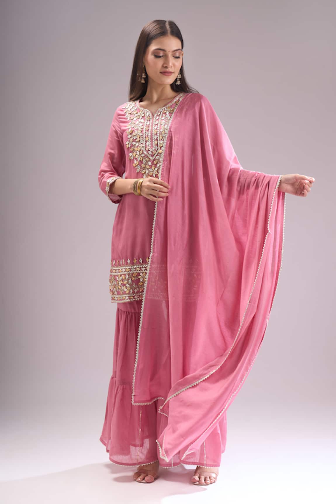 Samyukta Singhania Gota Patti Leaf Motif Kurta Sharara Set